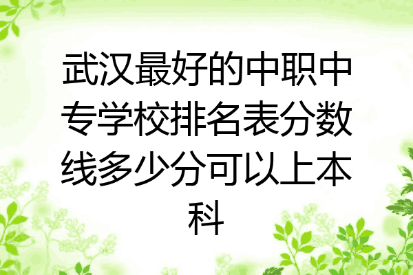 武汉最好的中职中专学校排名表分数线多少分可以上本科