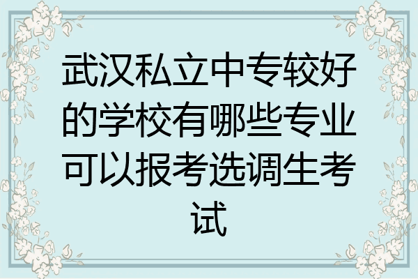 武汉私立中专较好的学校有哪些专业可以报考选调生考试