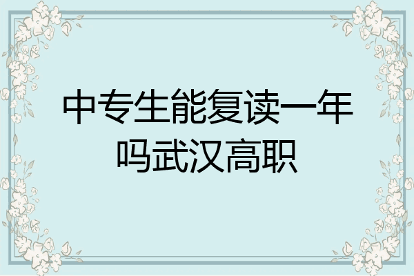 中专生能复读一年吗武汉高职