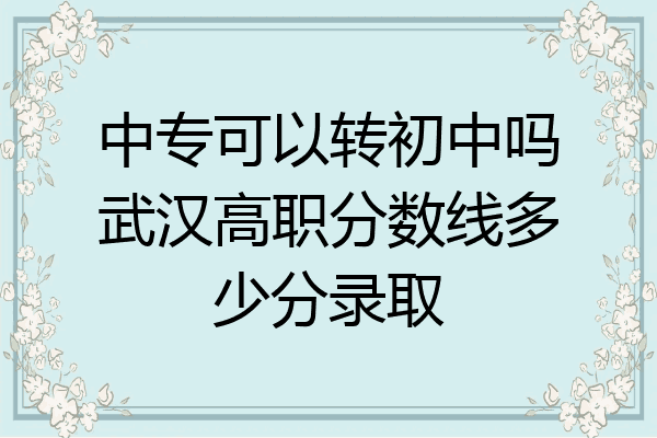 中专可以转初中吗武汉高职分数线多少分录取