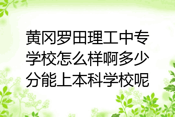黄冈罗田理工中专学校怎么样啊多少分能上本科学校呢