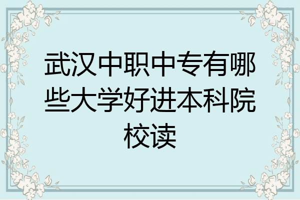 武汉中职中专有哪些大学好进本科院校读