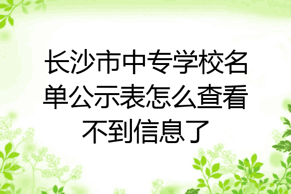 长沙市中专学校名单公示表怎么查看不到信息了