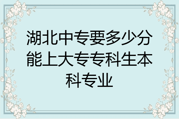湖北中专要多少分能上大专专科生本科专业
