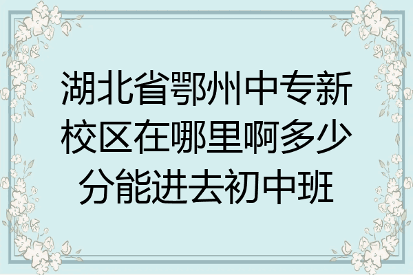 湖北省鄂州中专新校区在哪里啊多少分能进去初中班
