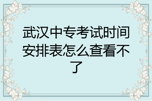 武汉中专考试时间安排表怎么查看不了