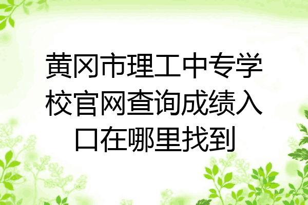 黄冈市理工中专学校官网查询成绩入口在哪里找到
