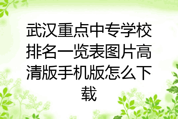 武汉重点中专学校排名一览表图片高清版手机版怎么下载