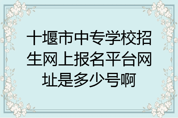十堰市中专学校招生网上报名平台网址是多少号啊