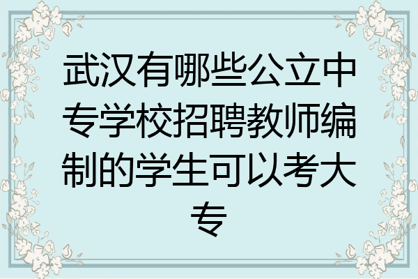 武汉有哪些公立中专学校招聘教师编制的学生可以考大专