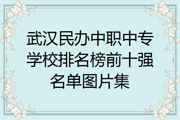 武汉民办中职中专学校排名榜前十强名单图片集