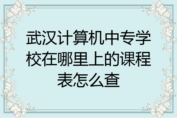 武汉计算机中专学校在哪里上的课程表怎么查