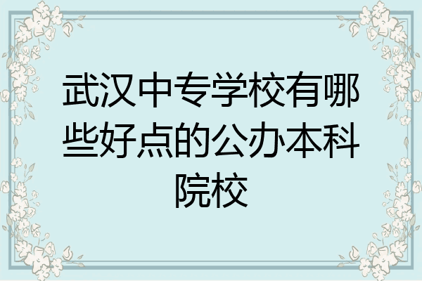 武汉中专学校有哪些好点的公办本科院校
