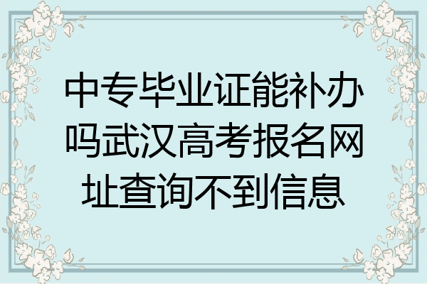 中专毕业证能补办吗武汉高考报名网址查询不到信息