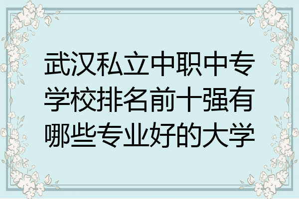 武汉私立中职中专学校排名前十强有哪些专业好的大学