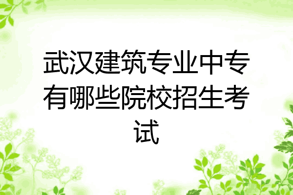 武汉建筑专业中专有哪些院校招生考试
