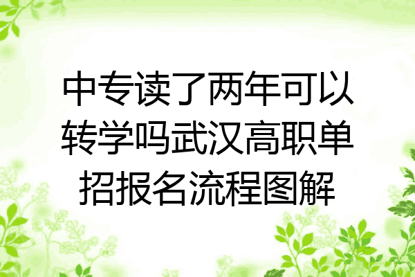 中专读了两年可以转学吗武汉高职单招报名流程图解