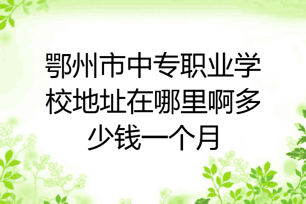 鄂州市中专职业学校地址在哪里啊多少钱一个月