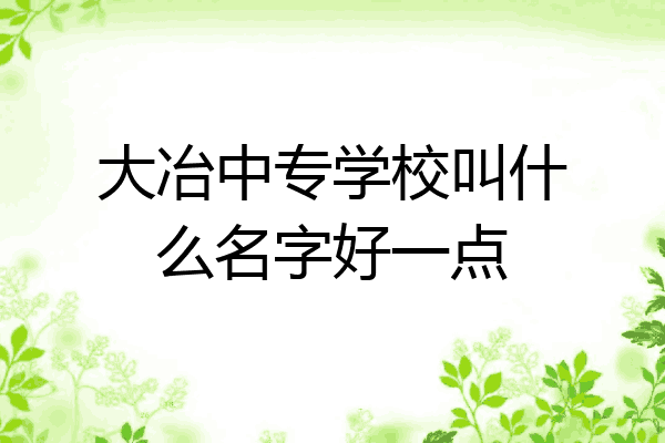 大冶中专学校叫什么名字好一点