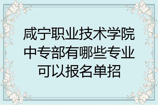 咸宁职业技术学院中专部有哪些专业可以报名单招