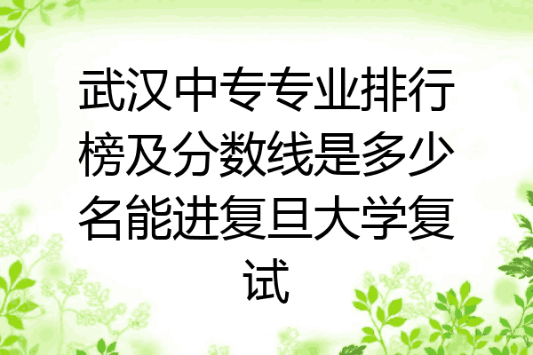 武汉中专专业排行榜及分数线是多少名能进复旦大学复试