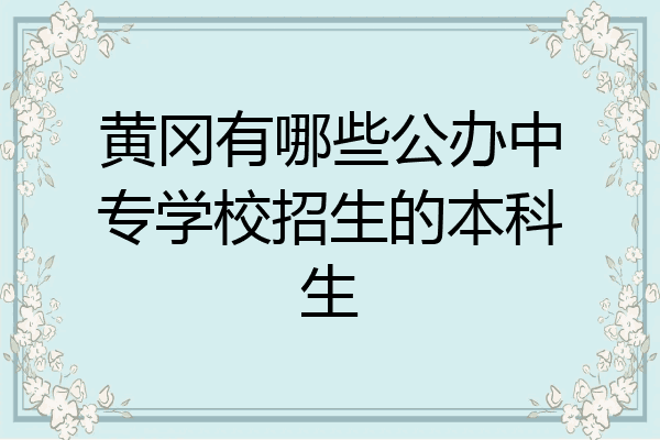 黄冈有哪些公办中专学校招生的本科生