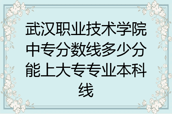 武汉职业技术学院中专分数线多少分能上大专专业本科线