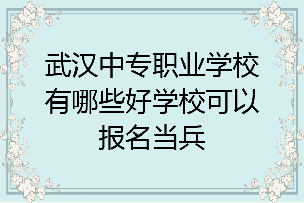 武汉中专职业学校有哪些好学校可以报名当兵