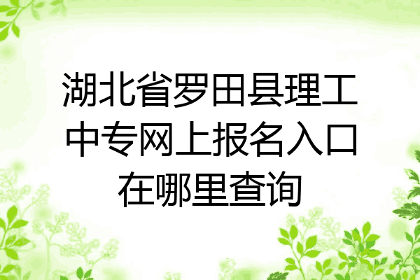 湖北省罗田县理工中专网上报名入口在哪里查询