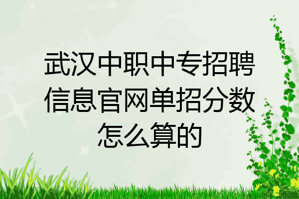 武汉中职中专招聘信息官网单招分数怎么算的