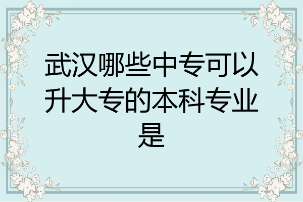 武汉哪些中专可以升大专的本科专业是