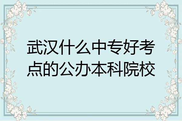 武汉什么中专好考点的公办本科院校