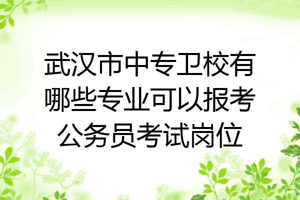 武汉市中专卫校有哪些专业可以报考公务员考试岗位