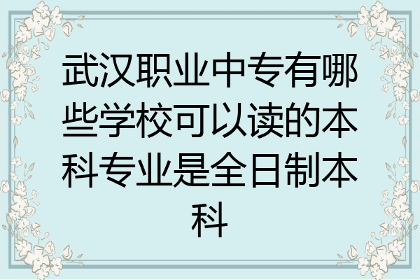 武汉职业中专有哪些学校可以读的本科专业是全日制本科