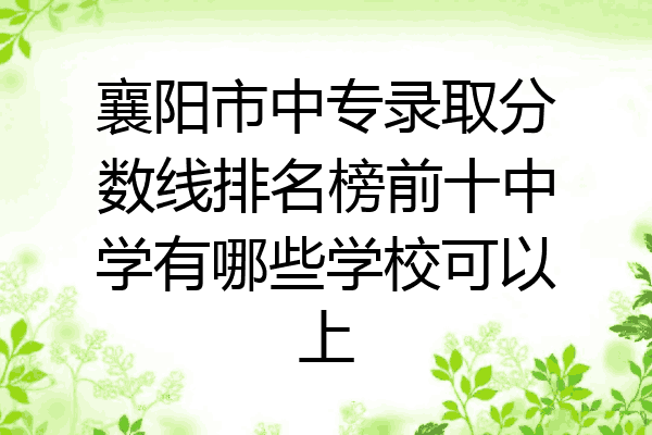 襄阳市中专录取分数线排名榜前十中学有哪些学校可以上