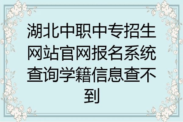 湖北中职中专招生网站官网报名系统查询学籍信息查不到