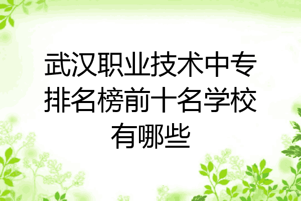 武汉职业技术中专排名榜前十名学校有哪些