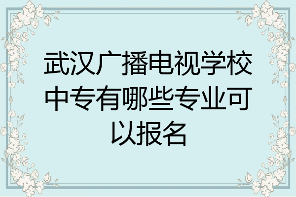 武汉广播电视学校中专有哪些专业可以报名