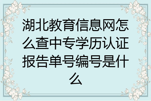 湖北教育信息网怎么查中专学历认证报告单号编号是什么