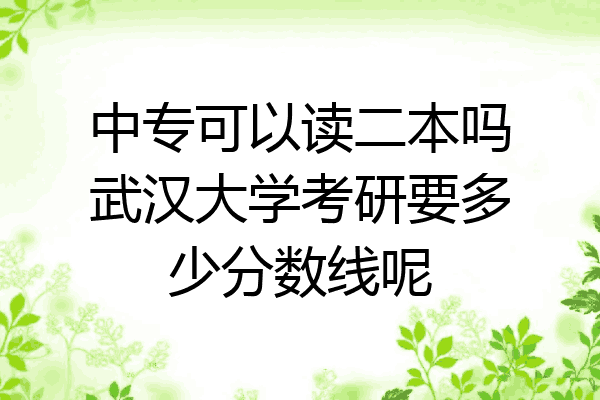 中专可以读二本吗武汉大学考研要多少分数线呢