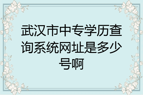 武汉市中专学历查询系统网址是多少号啊