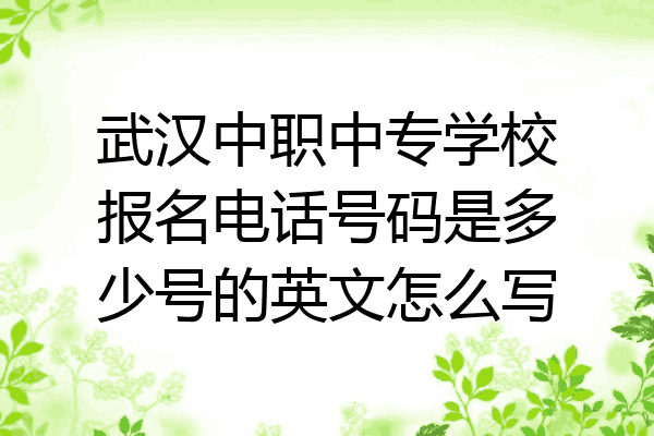 武汉中职中专学校报名电话号码是多少号的英文怎么写
