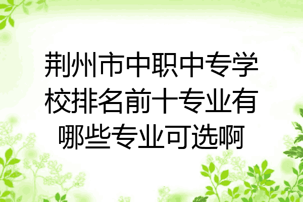 荆州市中职中专学校排名前十专业有哪些专业可选啊