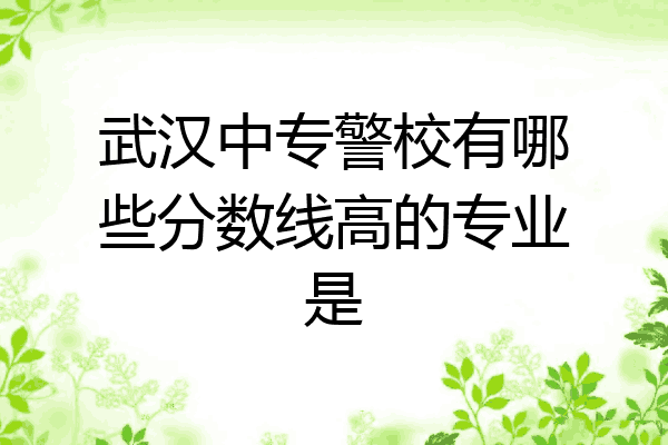 武汉中专警校有哪些分数线高的专业是