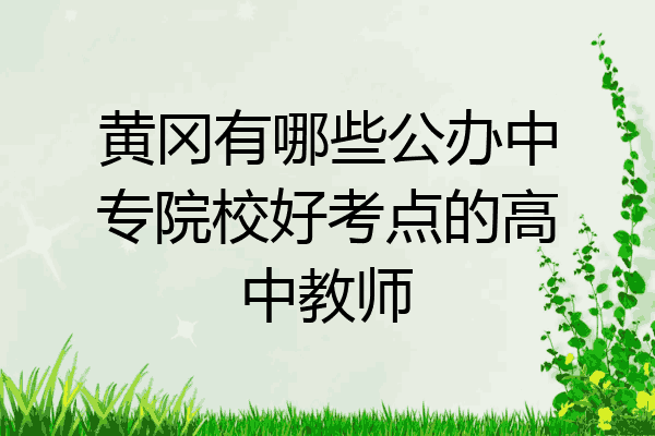 黄冈有哪些公办中专院校好考点的高中教师