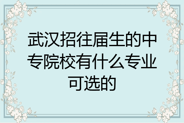 武汉招往届生的中专院校有什么专业可选的