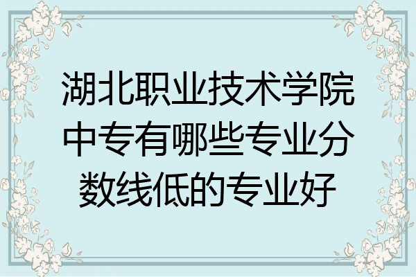 湖北职业技术学院中专有哪些专业分数线低的专业好