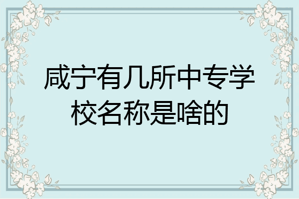 咸宁有几所中专学校名称是啥的