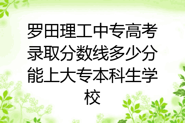 罗田理工中专高考录取分数线多少分能上大专本科生学校