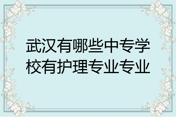 武汉有哪些中专学校有护理专业专业